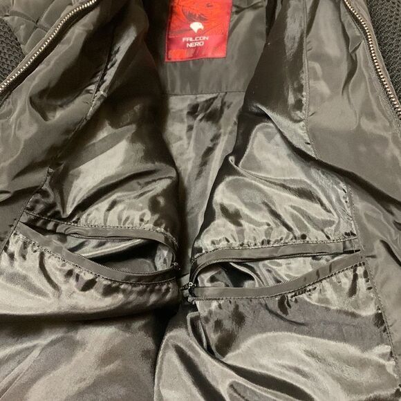 FALCON Nero quilted bomber jacket full zip front mix Media pockets lined men 3XL - Picture 6 of 12